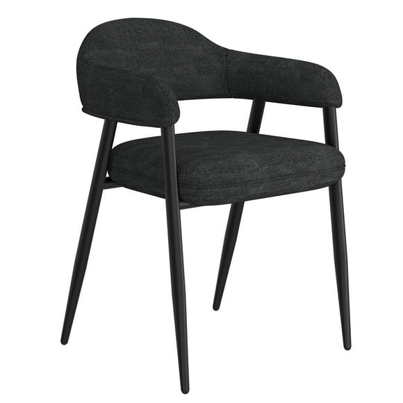 Contemporary Fabric and Metal Dining Chair, Set of 2 - Charcoal and Black