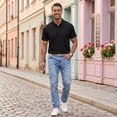 thumbnail image 4 of Men's Polo Shirt Short Sleeve Collared Button Placket Classic Fit Lightweight Casual Golf Polo Shirt, 4 of 7