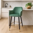 thumbnail image 3 of Silla Alta Tapizada Terciopelo Banco Bar RACK AND PACK  Verde, 3 of 8