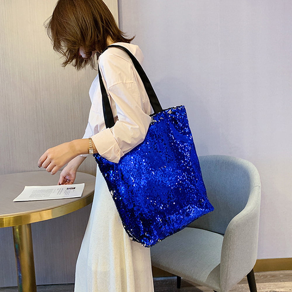 Sequin Tote Bag Large Capacity Handbag Fashion Shopping Bag for  Women,silver，G104780