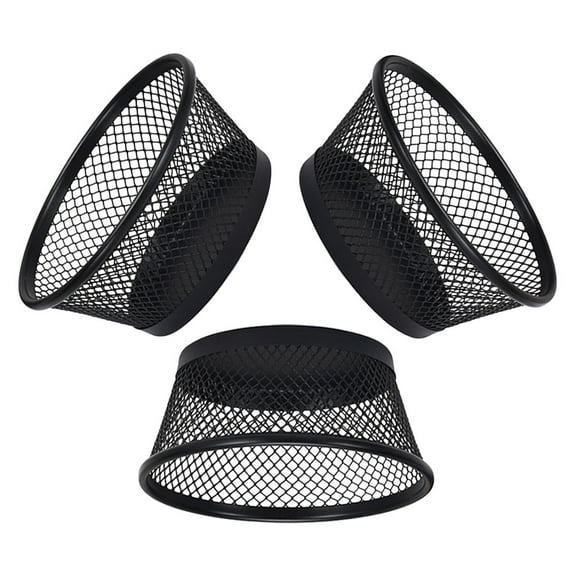 KALLORY 3Pcs Mesh Paper Clip Holder Desktop Paperclip Containers Desk Binder Clips Storage Holder