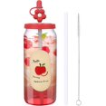 thumbnail image 1 of SHIQI-Glass Cups with Silicone Lids,16oz Can Shaped Glass Cups Apple Aesthetic Cups with Straws, 1 of 4