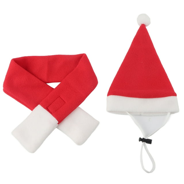 Lindo mascota perro Santa sombrero bufanda Collar cumpleaños Navidad disfraz para cachorro gatito mascotas pequeñas