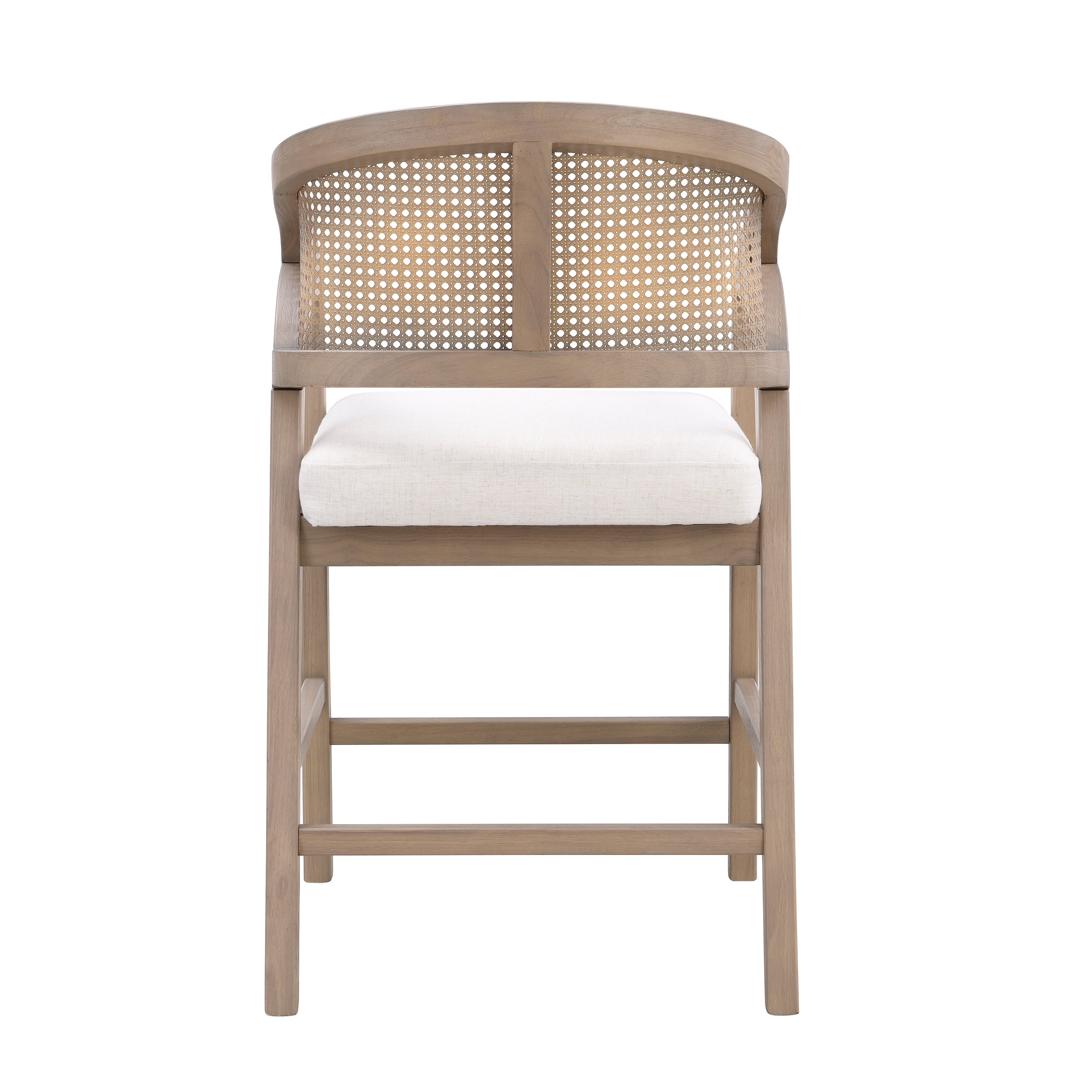 Noble House Wooden Frame Counter Stool Set of 2,Rattan Back with Rubberwood Frame,Beige+Natural Ash