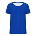 thumbnail image 6 of Women's Short Sleeve Tops Pleated Front Crew Neck T-Shirt Summer Dressy Casual Loose Comfy Shirt, 6 of 7