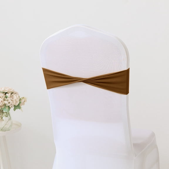 Namzi Light Brown Dining Chair Bands 13x35cm Elastic Polyester Chair Bands for Dining Chairs, 4 Pcs,Universal Stretch Design