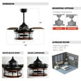 thumbnail image 6 of Ceiling Fan Lights 36 inch Vintage Ceiling Fan with Remote Control Chandelier Ceiling Fan with Retractable 3 Blades, Oil Rubbed Bronze, 6 of 14