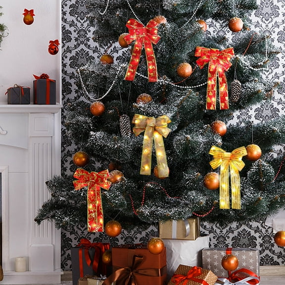 LED Christmas Bow under $5! Yannianjz LED Christmas Tree Bow with Lights, Lighted Xmas Bow for Wreath Decor, Battery Operated Christmas Bow Topper, Festive Holiday Decor for Indoor Outdoor