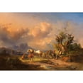 thumbnail image 2 of Edmund Mahlknecht 14x11 Black Ornate Wood Framed Double Matted Museum Art Print Titled: A Peasant Resting with Grazing Animals and a Foal (1857), 2 of 5