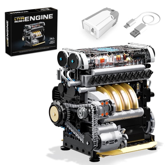 GZBricker L-Type Inline L4 Engine Building Set Compatible with Lego Simulation Mechanical Model Desktop Ornaments Assembly for Adults