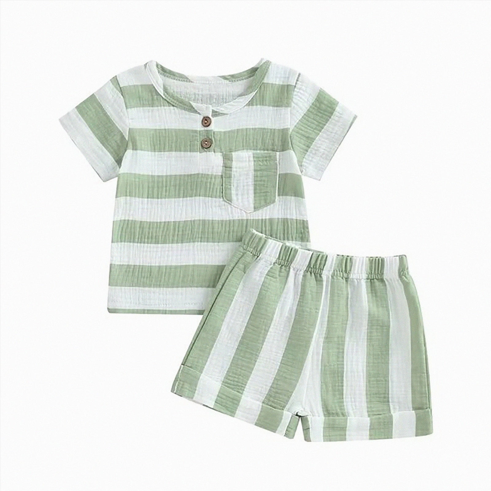 Toddler Outfits for Boys Baby Boy Summer Outfit Truck Embroidery Tops and Plaid Shorts Set Spring Summer Baby Clothes Light Green 0-6 Months