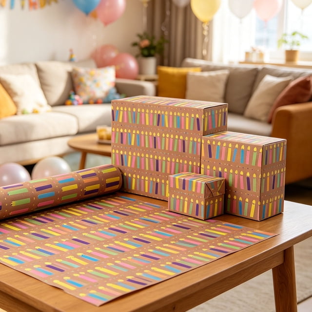 Rollo de papel de regalo grueso con estampado de acuarela – Papel resistente al desgarro de 80 g/m² para regalos de cumpleaños, celebraciones festivas y regalos navideños.