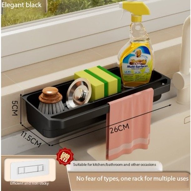 1 estante de drenaje for trapos de cocina al lado del fregadero, estante multiusos for trapos de esponja montado en la pared, estante de almacenamiento for fregadero