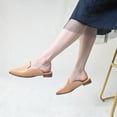 thumbnail image 3 of YDN Women Classic Block Low Heels Slip On Mules Flats Loafers Pointy Closed Toe Backless Slipper Casual Dressy Shoes Size 16 Nude, 3 of 6