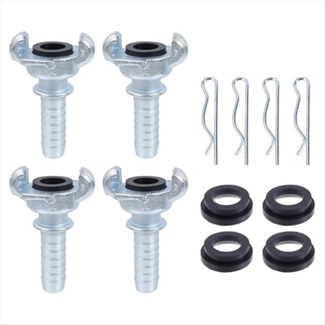 4 Accesorios de Aire Chicago, Acoplamiento de Extremo Dentado de 3/4 Pulgada, Conector Universal para Manguera de Aire, Accesorios para Mangueras Neumáticas Industriales.