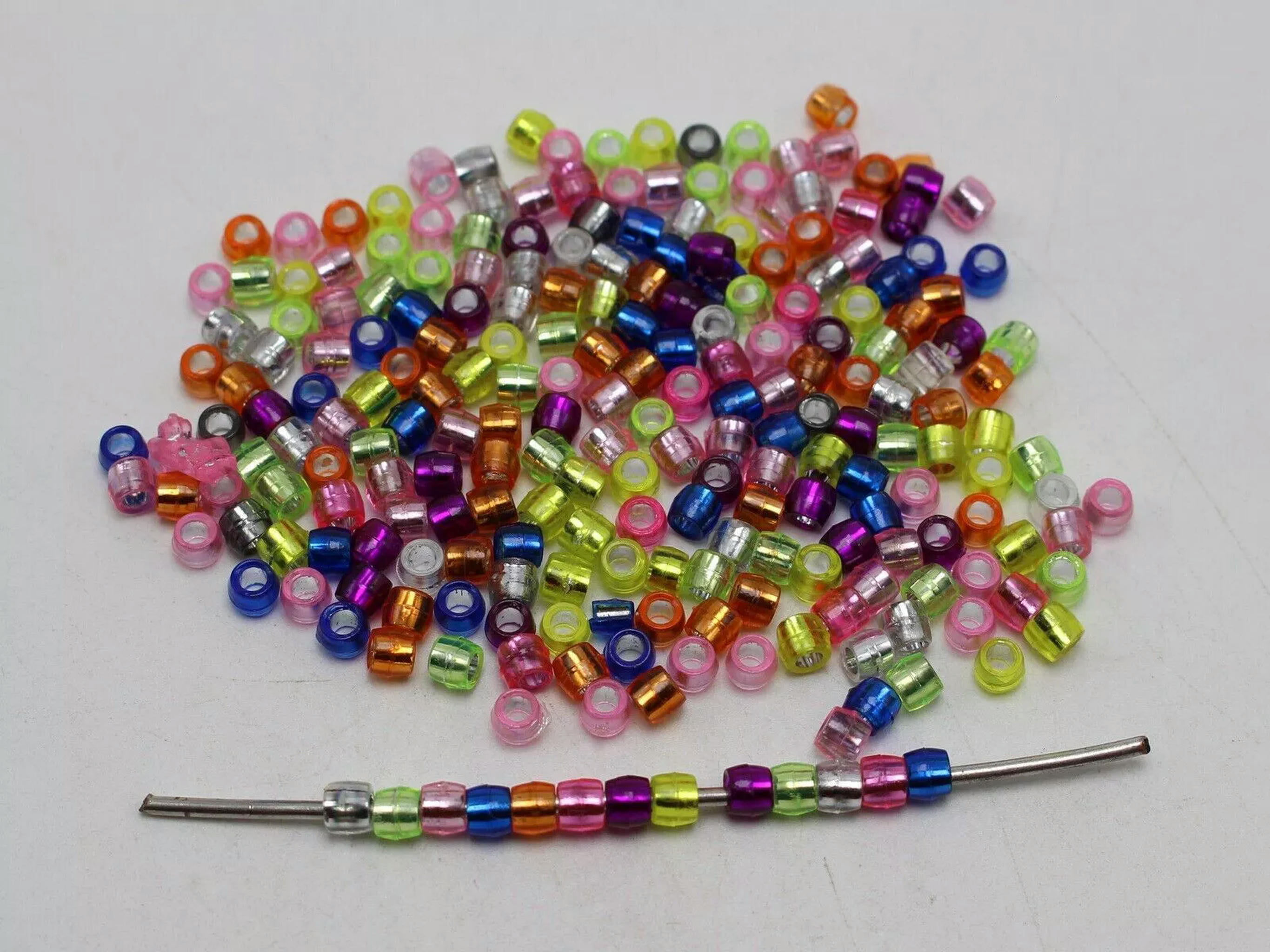 EOEMY 5000 Mixed Color Silver Foil Acrylic Barrel Mini Pony Bead 4X3mm Kids Craft Kand