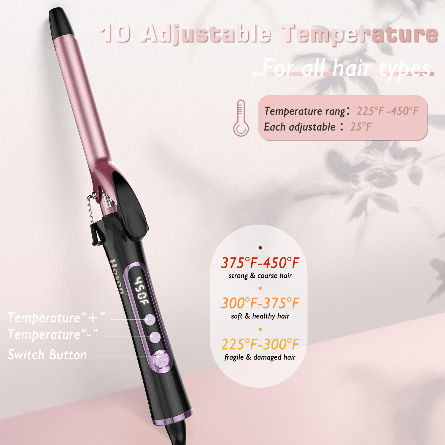 Hoson 3/4 Inch Curling Iron, Rose Gold photo 4