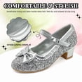 thumbnail image 4 of xinlanlin Girls Dress Shoes Low Heel Mary Jane Pumps Bow Party Wedding Princess Shoes for Toddler/Little Kids, 4 of 8