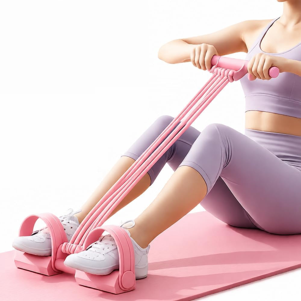 Pedal Resistance Band with Handles, Upgrade 8 Tube Elastic Foot Pedal Puller Bands for Full Body Workout, Abdomen, Waist, Arms, Legs Stretching Training