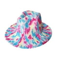 thumbnail image 3 of yunLXY Hat Hot Pink Tie-Dye Printed Hat for Women Mens Wide Jazz Hat Tie-Dye Hat forParty One Size, 3 of 4