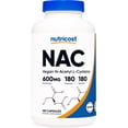 thumbnail image 1 of Nutricost NAC (Vegan N-Acetyl L-Cysteine) 600 Mg Per Serving | 180 Capsules | 180 Servings., 1 of 3