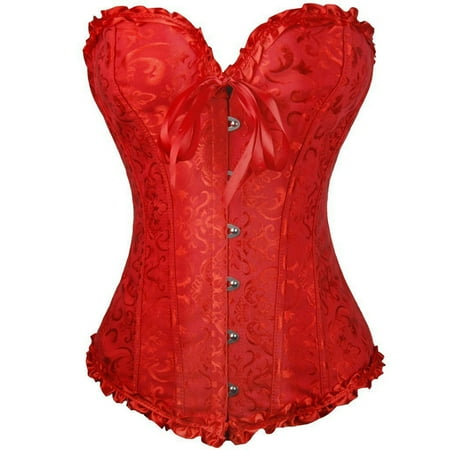 SnnmBlm Womens Lace Up Corset Top Overbust Body Shaper Bustier Corsets for Women Red 5XL