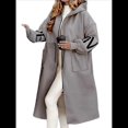 thumbnail image 1 of Chaqueta Cortavientos de Punto con Capucha y Larga para Mujer, de Gran Tamaño, Informal, con Cordón Ajustable en la Cintura y Cremallera. Gris M, 1 of 7