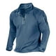 thumbnail image 1 of pstuiky hombres de manga larga, Suéter de manga larga con cuello alto y bolsillos con cremallera de color liso para hombre camisetas de hombre s, 1 of 5