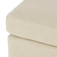 thumbnail image 4 of Benjara Ottoman, Beige Linen, 18x24 Cushioned Seat, Brown Birch Wood Legs, 4 of 5