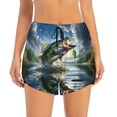 thumbnail image 2 of Wukai Largemouth Bass Jumping Out of The Water Print Women' double-layer Shorts for Athletic Gym Running Shorts with Phone Pockets-X-Large, 2 of 7
