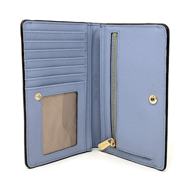 Michael Kors Jet Set Travel Slim Bifold Saffinao Leather Wallet Pale Blue Walmart