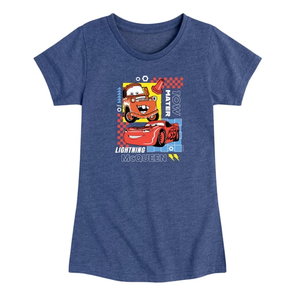 Cars - Mater McQueen Grid - Toddler Girls Fitted Short Sleeve T-Shirt
