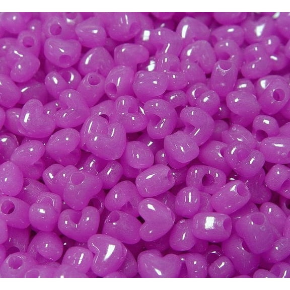 Jolly Store Crafts Purple Glow in the Dark Heart Shaped Pony Beads, Made in USA