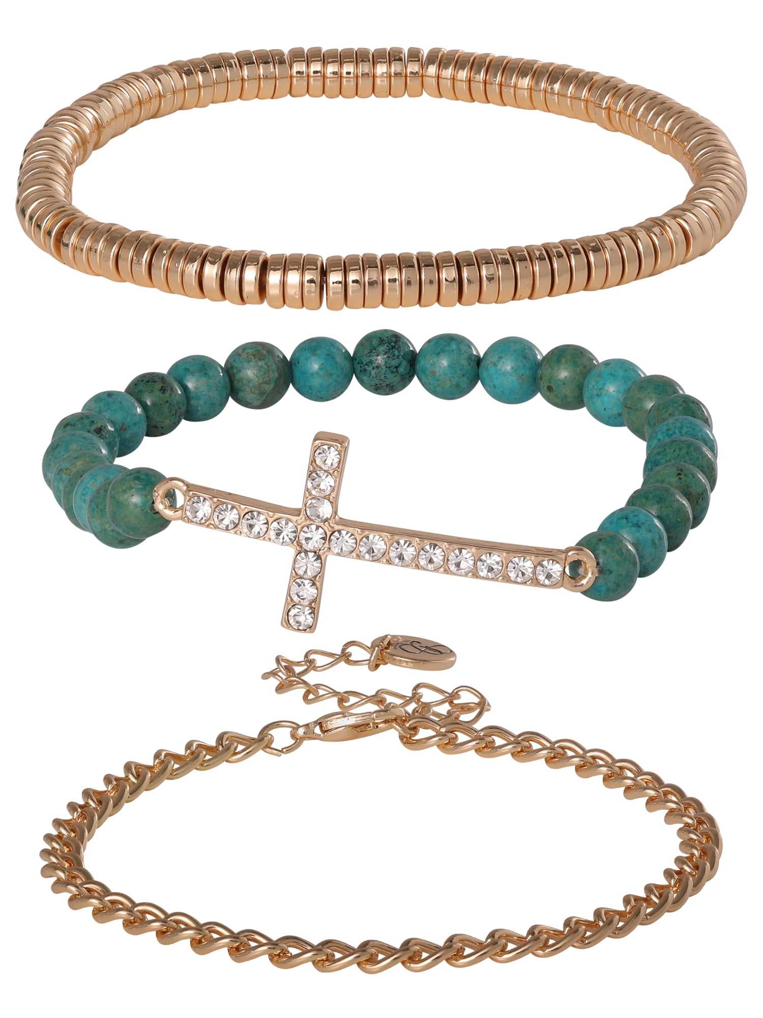 Jessica Simpson Women's Cross Bracelet Set, 3-Piece