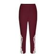 thumbnail image 4 of WMTBSRSW Lace Trim Capri Leggings for Women 2025 Dressy Casual Summer High Waisted Capris Knee Length Yoga Pants Trendy Lightweight Ladies Clothing, 4 of 5
