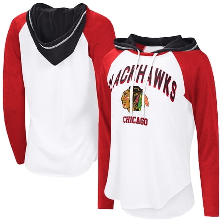 Women's-G-III 4Her by Carl Banks White Chicago Blackhawks VIP Raglan Long Sleeve Hoodie T-Shirt