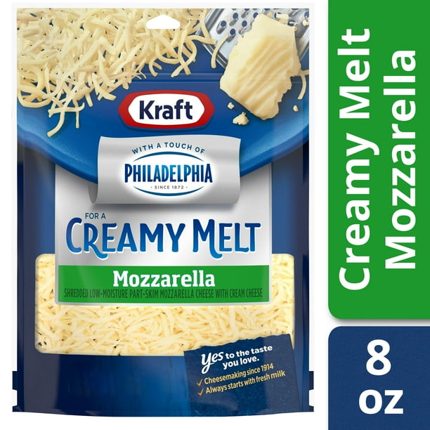 Kraft Mozzarella With a Touch of Philadelphia Shredded Cheese, 8 oz Bag