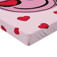 thumbnail image 2 of Ambesonne Emoji Fitted Sheet, Lover Smiling Face Hearts, Twin XL Size, Soft Pink Magenta and Black, 2 of 3