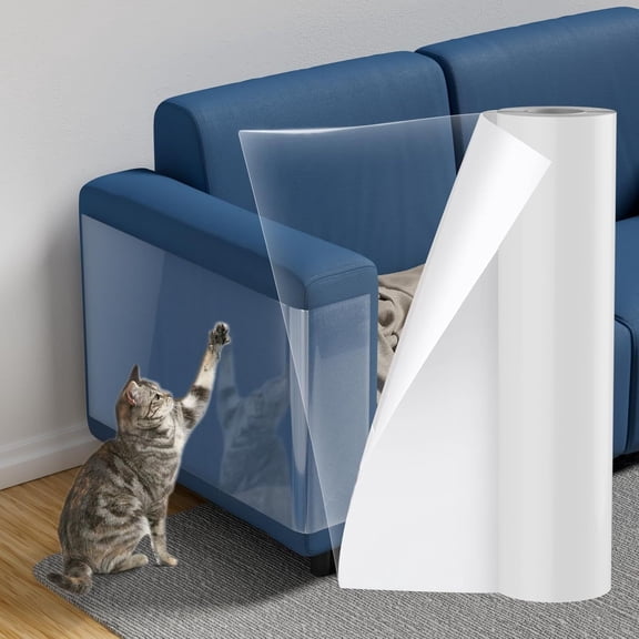 108x12in Cat Scratch Furniture Protector - Specially Designed for Leather Furniture, Transparent Cuttable Anti-Scratch Couch Protector, No Pins