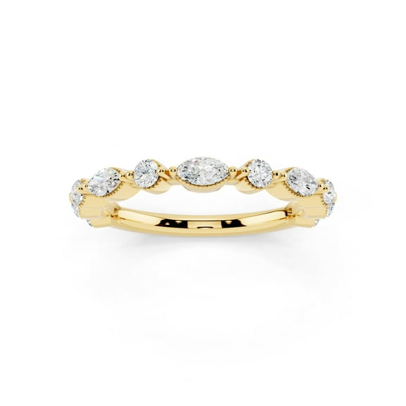 1/2 Ctw Moissanite Wedding Band 14K Yellow Gold Plated S925 Silver Stackable Ring D Color VVS1 Fine Jewelry Gift Size 7