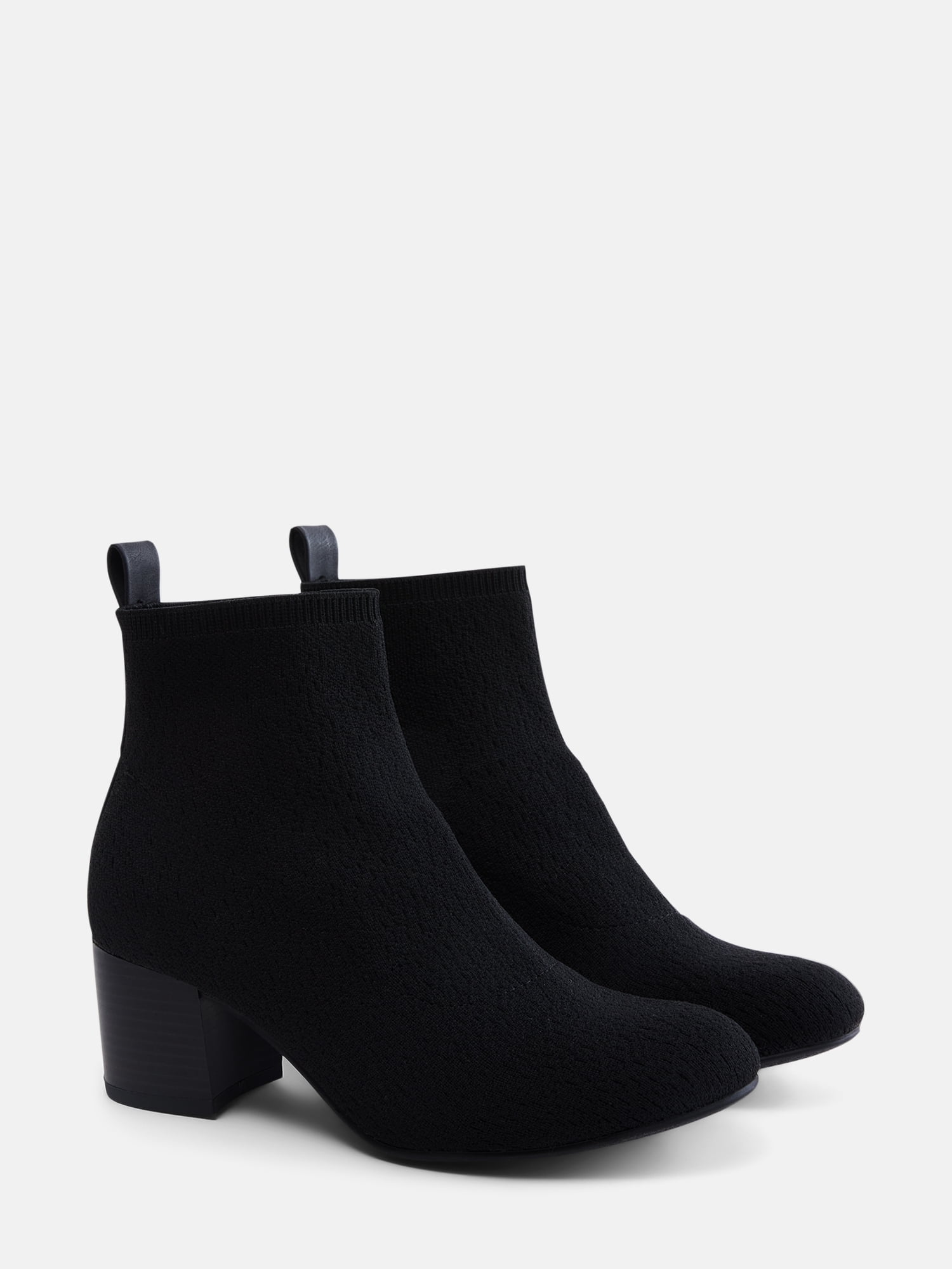 Time and Tru Women's Comfort Knit Block Heel Booties