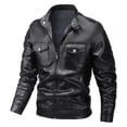thumbnail image 3 of Men's Leather Jacket 2025 Lightweight Slim Fit Long Sleeve Collared Zip Up Jacket with Pockets Outerwear Coat, 3 of 6