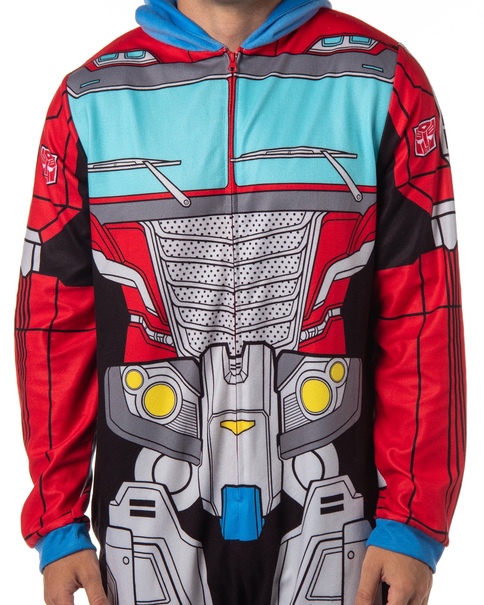 Transformers Men's Retro Character Union Suit One Piece Costume Hooded Pajama