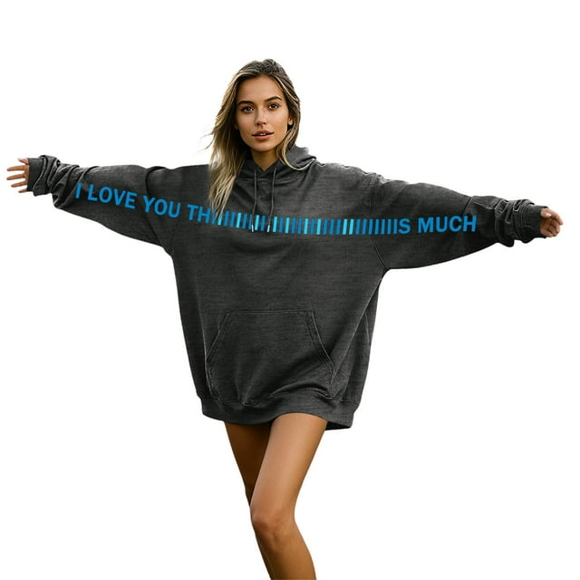 Chandail à Capuche Unisexe pour Couple, Design Câlin, Confortable, Sport, Tunique, Gris TG