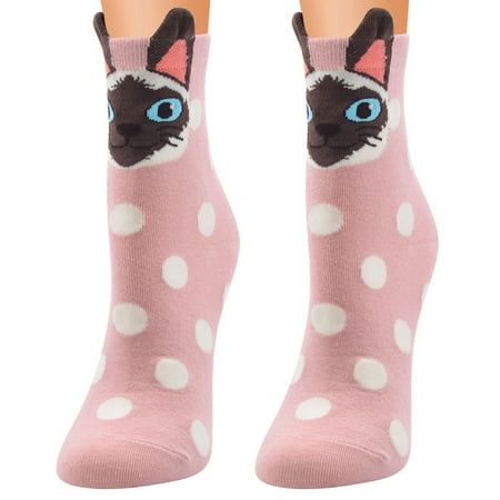 

KEYBANG Socks Unisex Women Casual Print Cotton Lady Socks Comfortable Cartoons Sports Socks Pink (Buy 3 Get 2 Free)