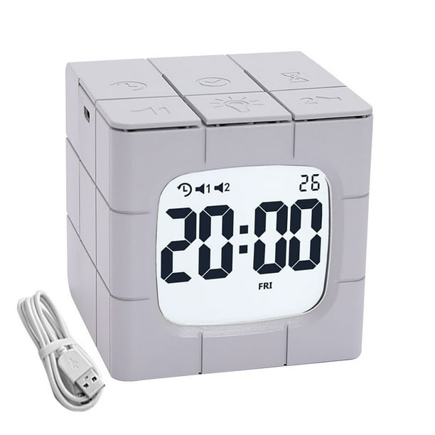 Cubo LED Reloj despertador digital Estudiante Luz de noche silenciosa Estudio de dormitorio Lámpara de iluminación de escritorio para niños sidaley HA001307-02B