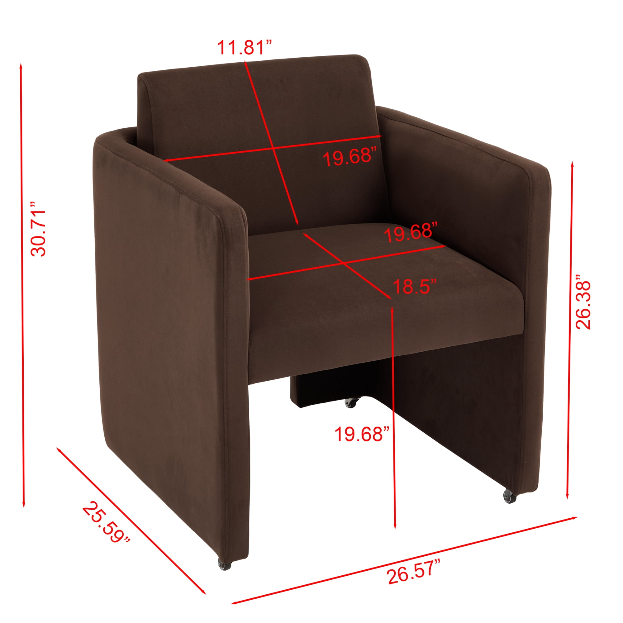 Leumius Modern Barrel Dining Chair, Accent Kitchen Chair with Arms Comfy Velvet Fabric, Side Chair for Living Room Home Office Reception, Chocolate