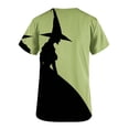 thumbnail image 5 of Tops Cortos para las Mujeres, Cuello en V Imprimido Halloween Manga Corta Ropa de Trabajo con Bolsillo, Poliéster Casual, 5 of 5