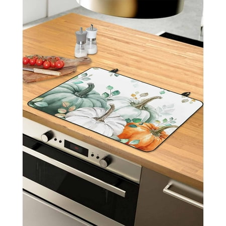 

Teal Orange White Fall Stove Top Covers for Electric Stove Heat Insulation Fireproof Glass Cooktop Cover Counter Top Glass Stove Cover for Prevent Scratches 24 x21 Thanksgiving Pumpkins