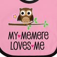 thumbnail image 4 of Inktastic My Memere Loves Me Grandchild Owl for Girl Girls Baby Bib, 4 of 4